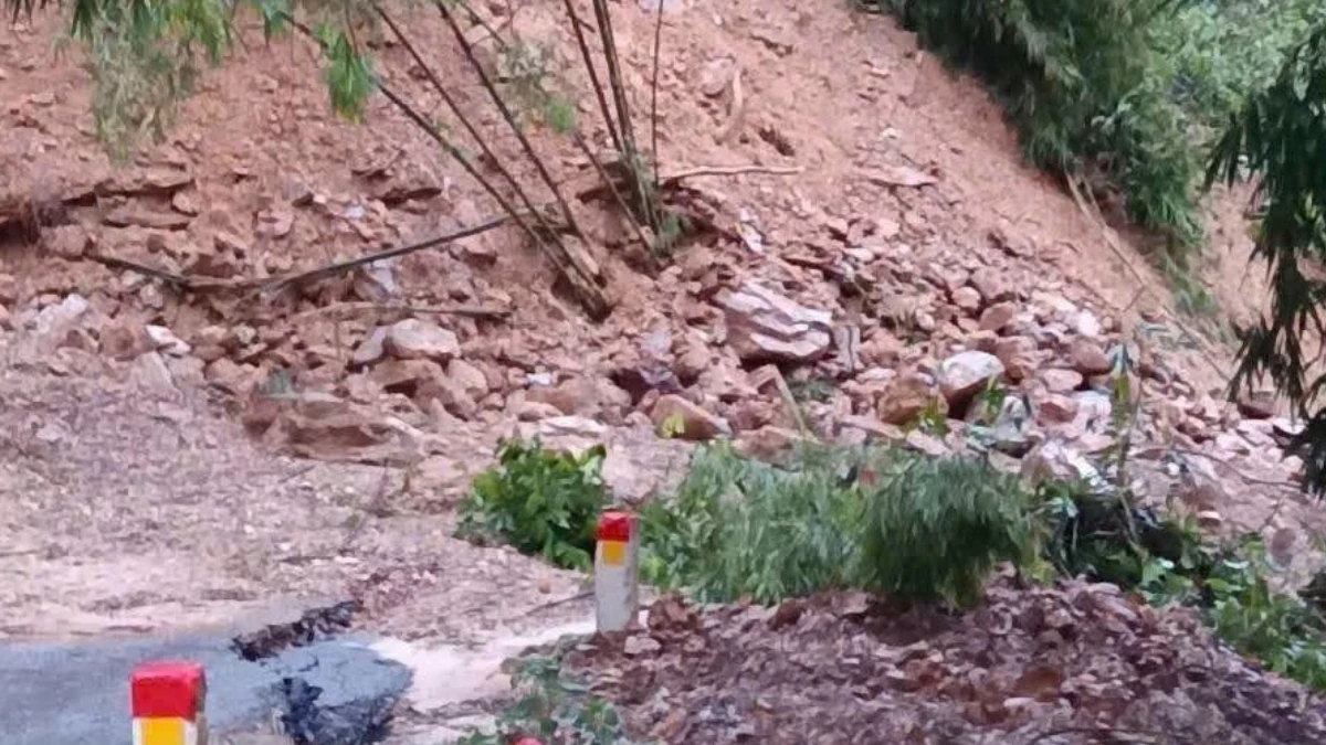 Landslide on Provincial Road 530B, Tan Lap area, 17 Sep 2026 (Dong Luong commune / Watchers)